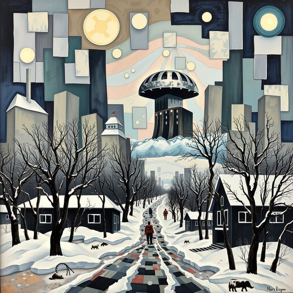 Cubist Post-Apocalyptic Winter Landscape