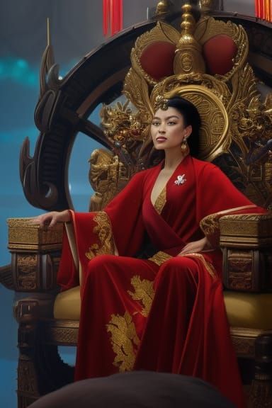 Princess on Golden Throne: Hyperdetailed Concept Art