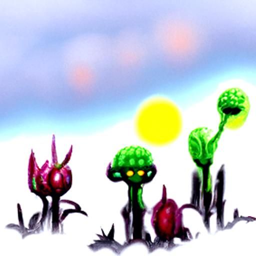 Alien Fruit Field in Pixel Art Style
