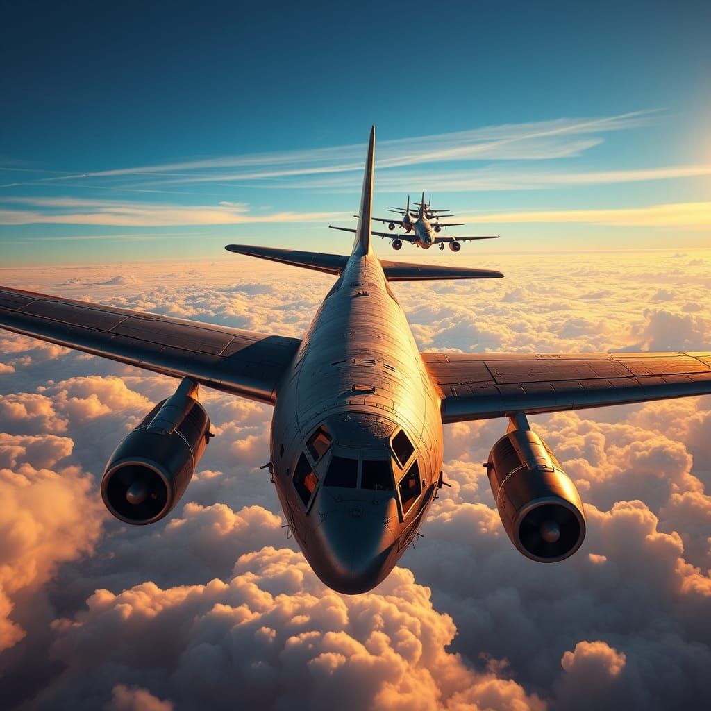 B-29 Bombers in Golden Light: Artstation Concept Art