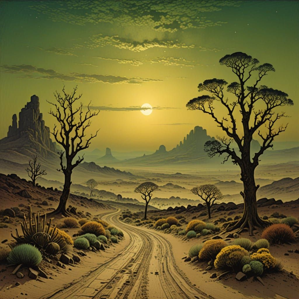 Luminous Desert Nocturne in Victorian Style