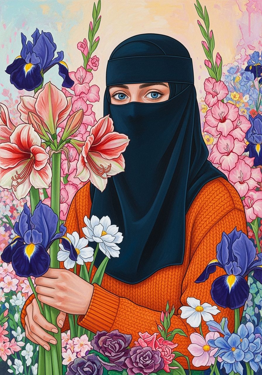 Swedish Niqabi Florist Among Vibrant Blooms