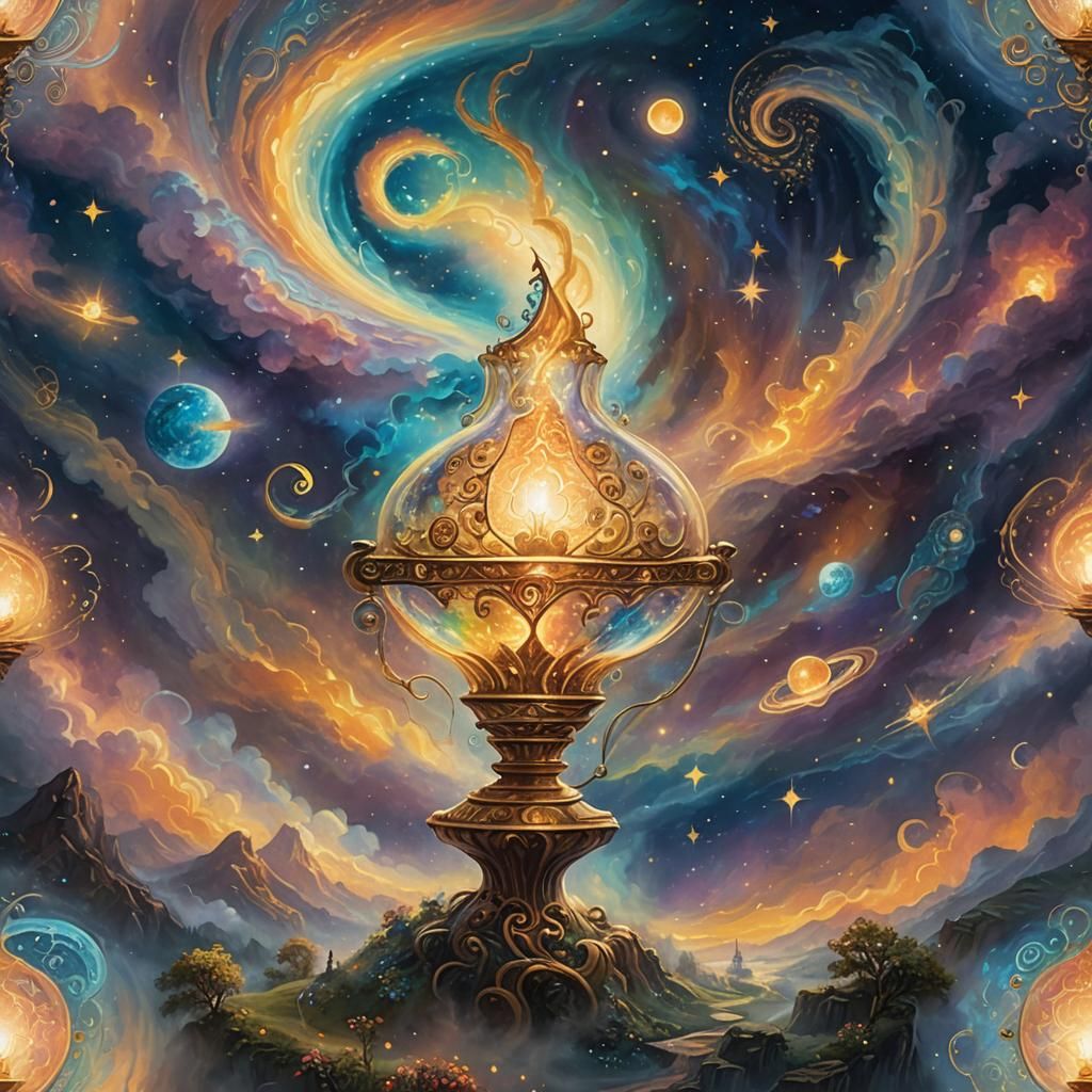 Heavenly Lamp in Ethereal Fantasy Realm