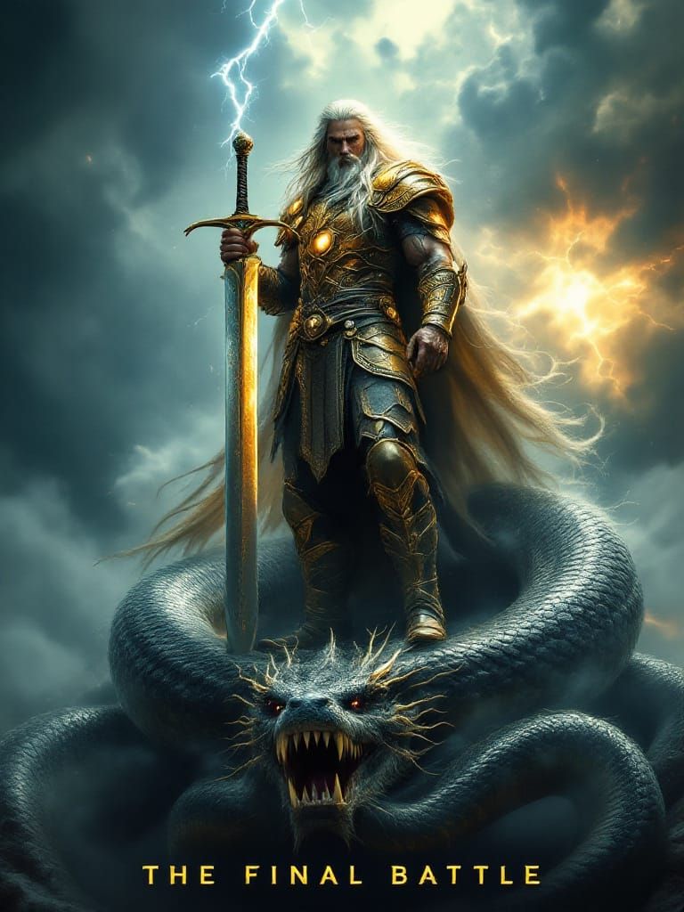 Warrior's Triumph: Epic Fantasy Battle Poster