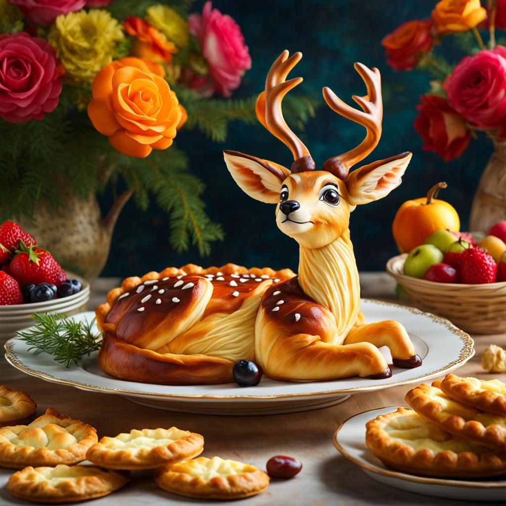 Delectable Deer Pie: A Hyperrealistic Pastry Dream