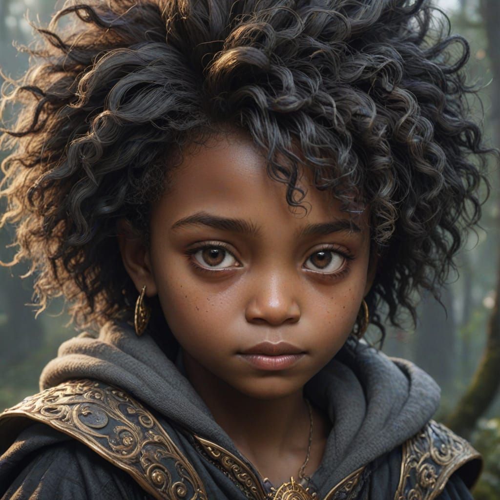 Hyper-Realistic Black Family Portrait in Misty Background