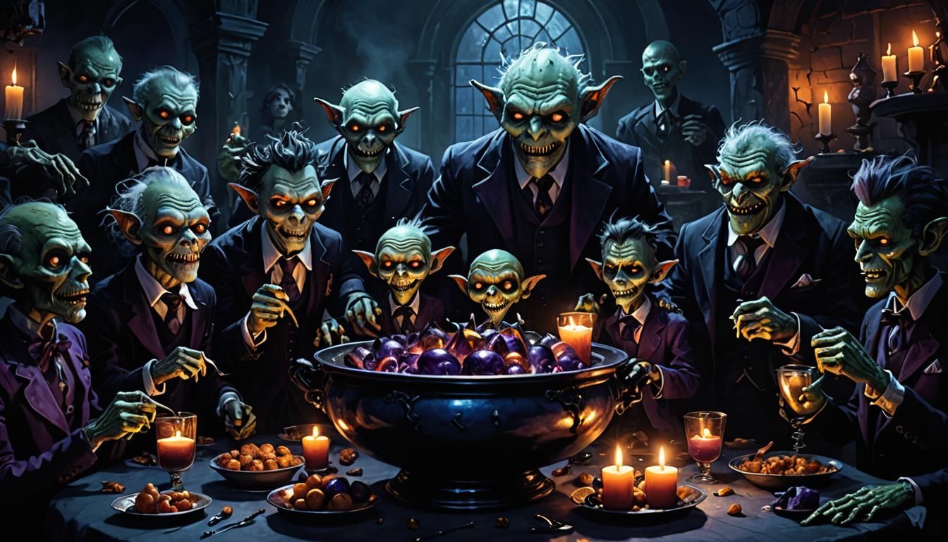 Ghouls and Goblins at a Monster Formal in Dark Fantasy