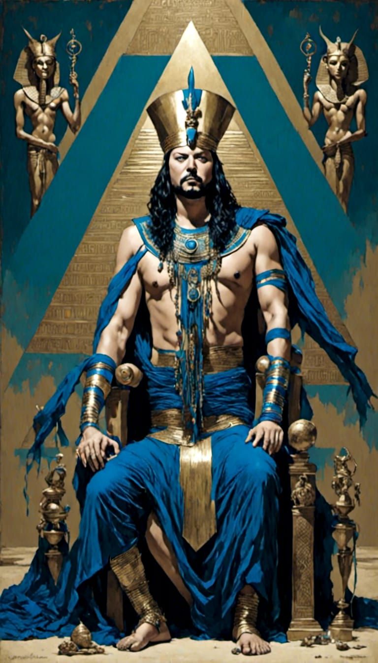 Egyptian Pharaoh Portrait in Retro Rockabilly Style