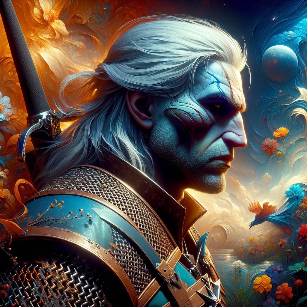 Fantastical Warrior in Deep Fantasy Landscape