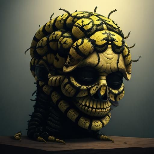 Surreal Caterpillar Thoughts Emerging from Head