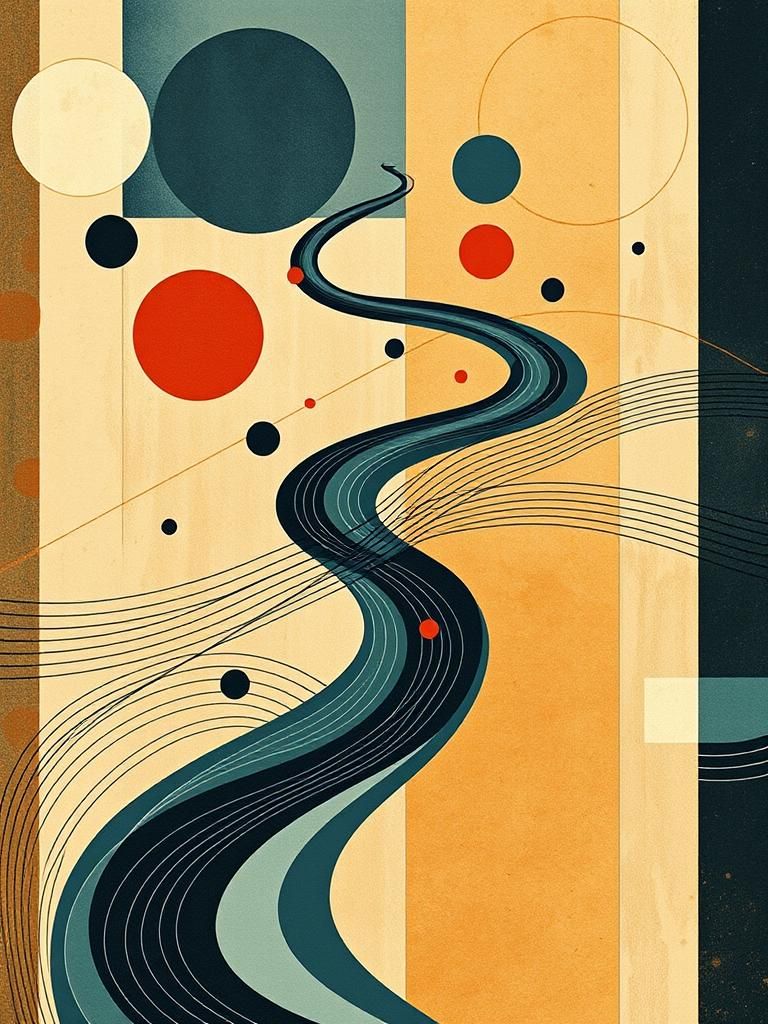 River of Time in Geometric Op Art Style