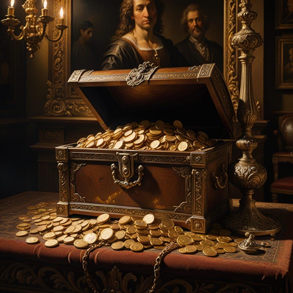 Grand Baroque Treasure Chamber in Warm Golden Light