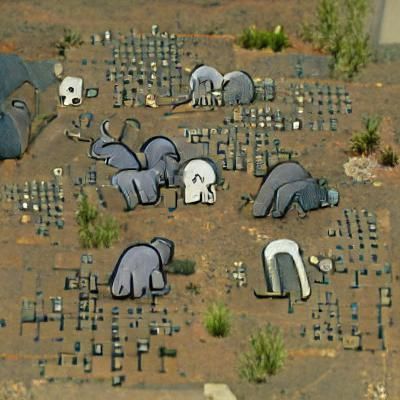 Solemn Elephant Graveyard Scene