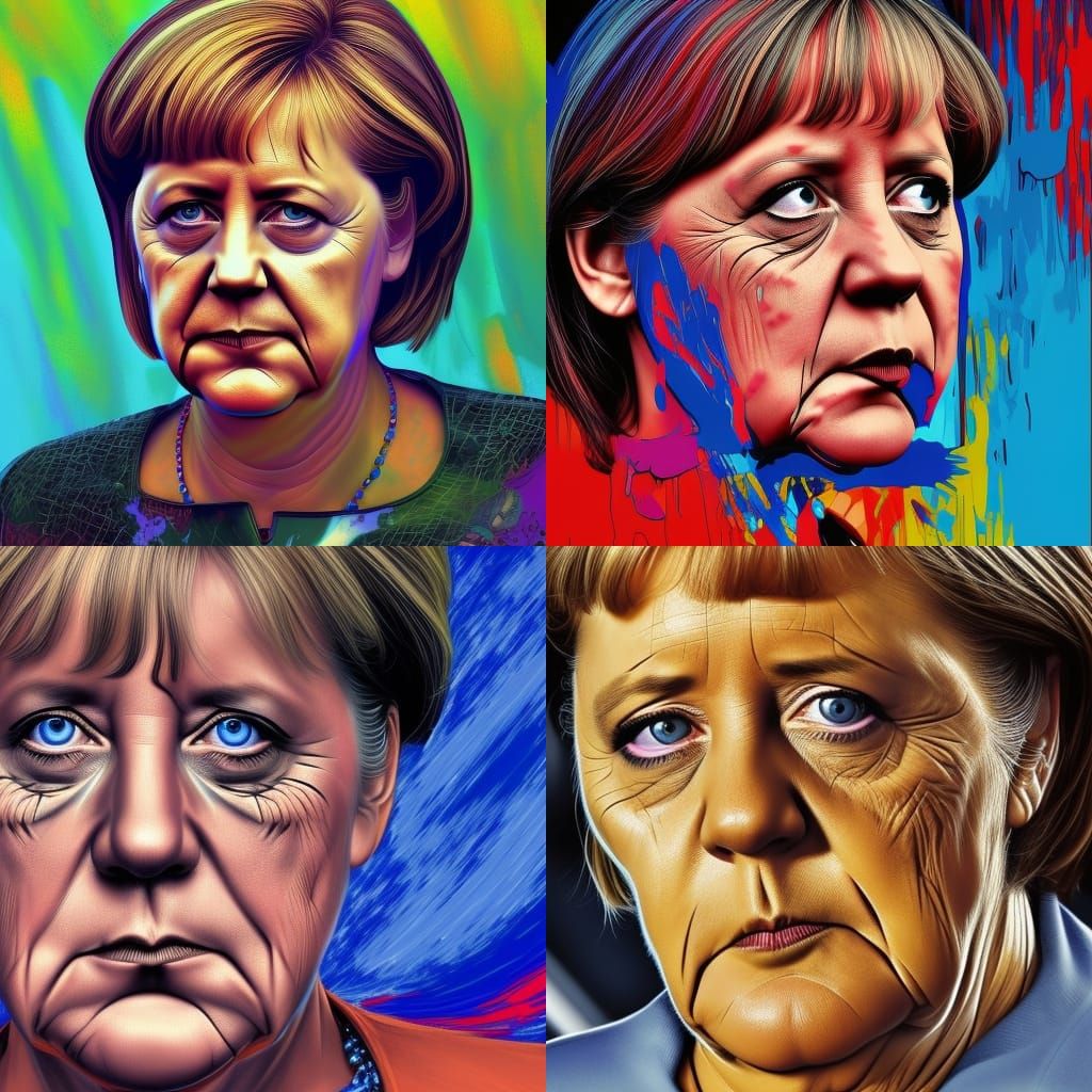 Demonic Angela Merkel in Hyperrealistic Comic Art