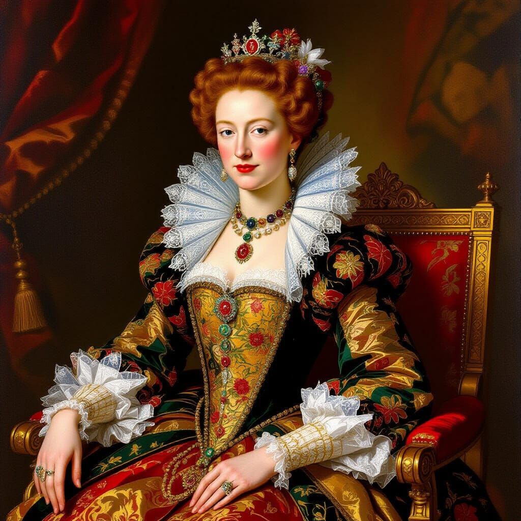 Queen Elizabeth I Portrait in French Renaissance Style
