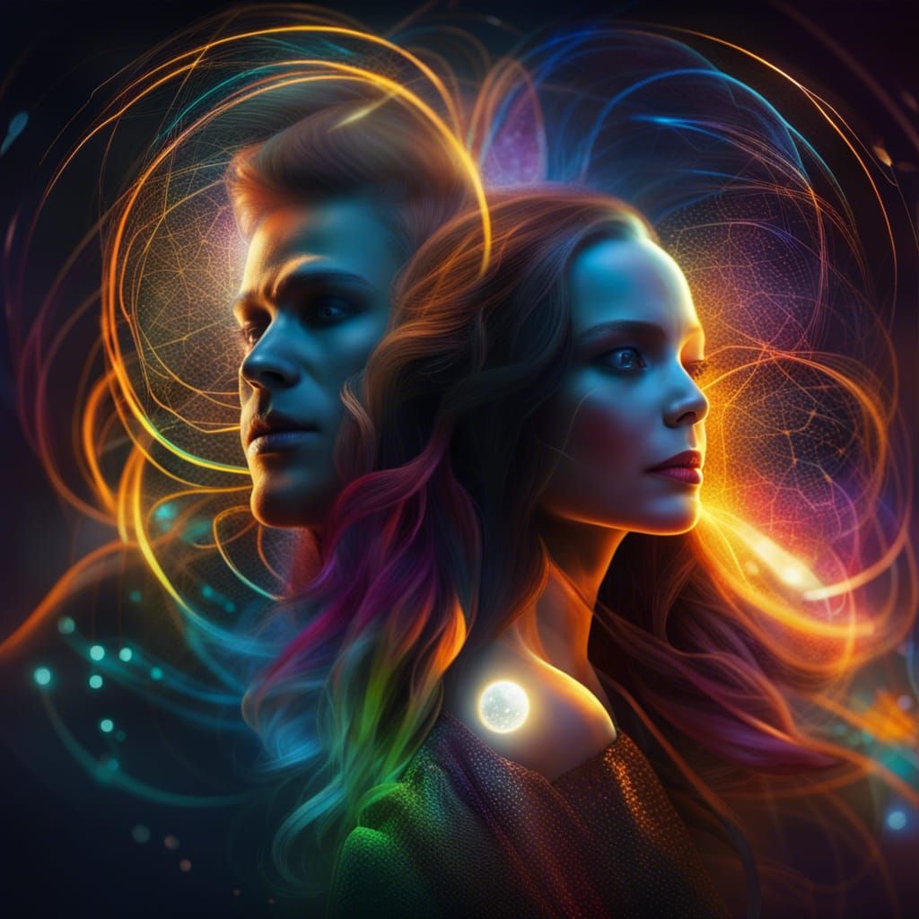 Woman with Lantern in Dark Forest with Energy Threads