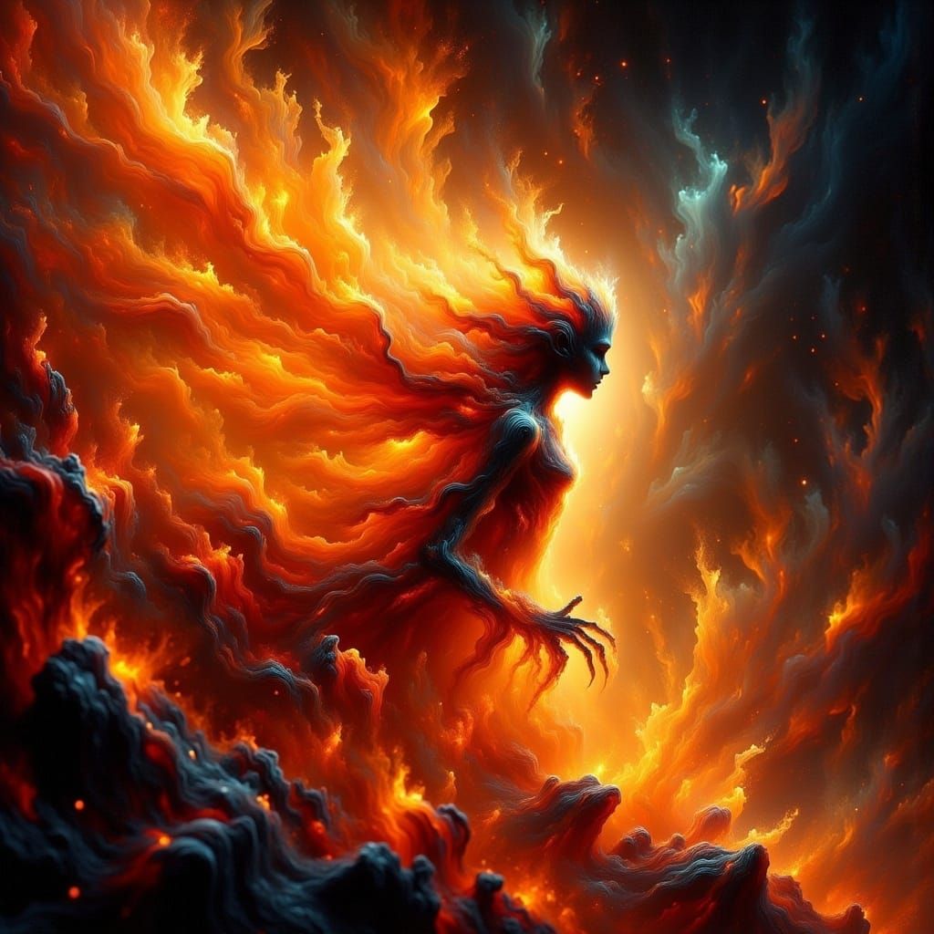 Fiery Fairy in Volcanic Kingdom: Digital Art