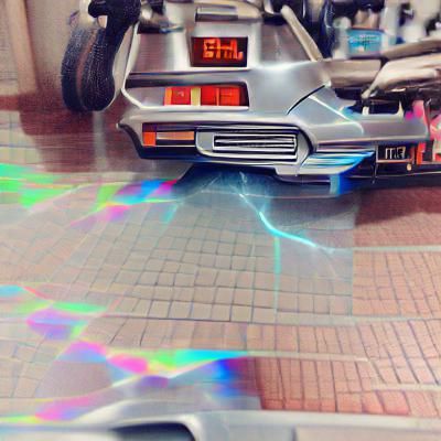 DeLorean Time Travel in Retro Sci-Fi Style
