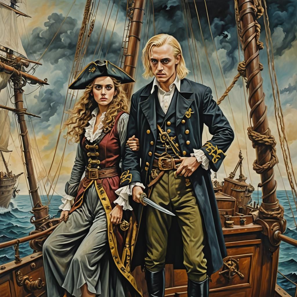 Draco and Hermione as Pirates in Dali Style