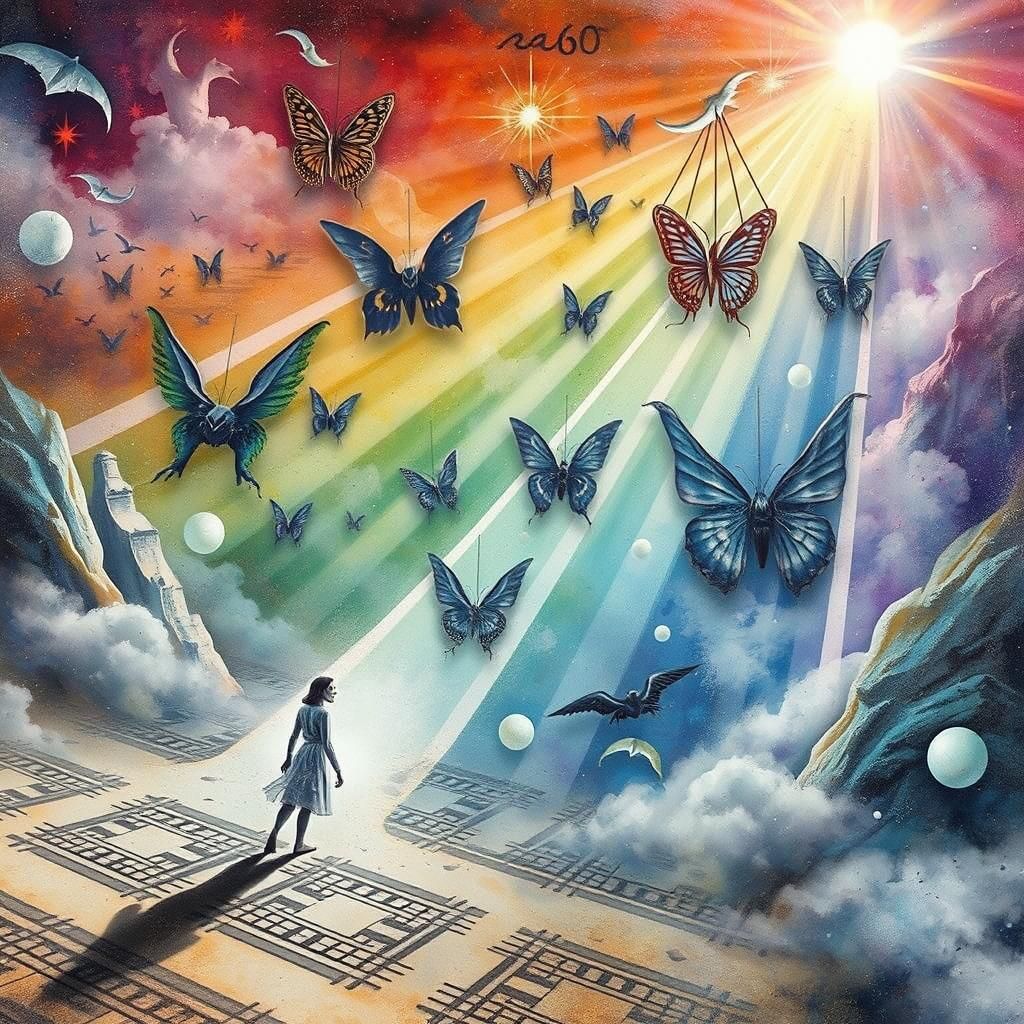 Surreal Dreamscape of Woman in Thought