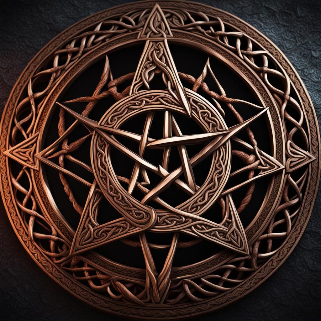 Pagan pentacle in celtic knotwork