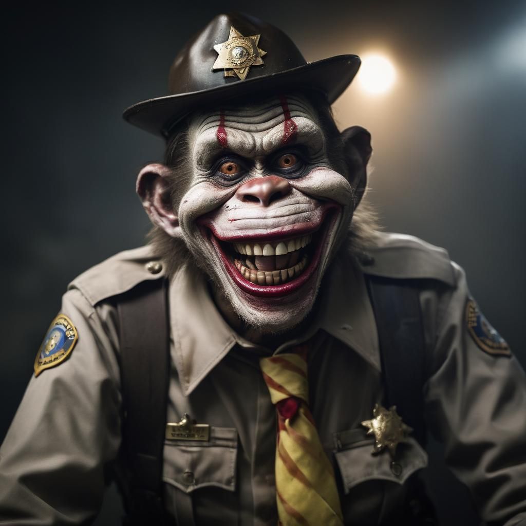 Zombie Monkey Clown Barney Fife Portrait