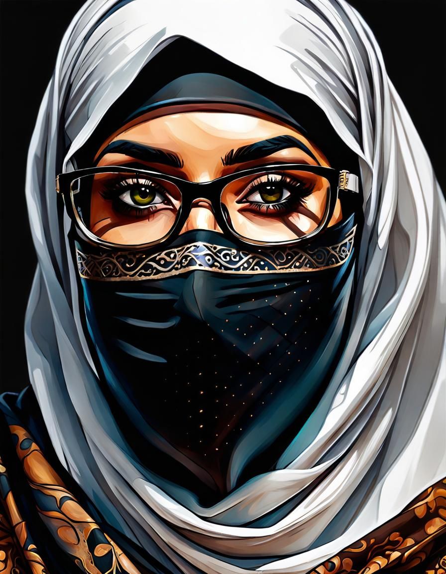 Pop Art Portrait of Middle Eastern Woman in Niqab