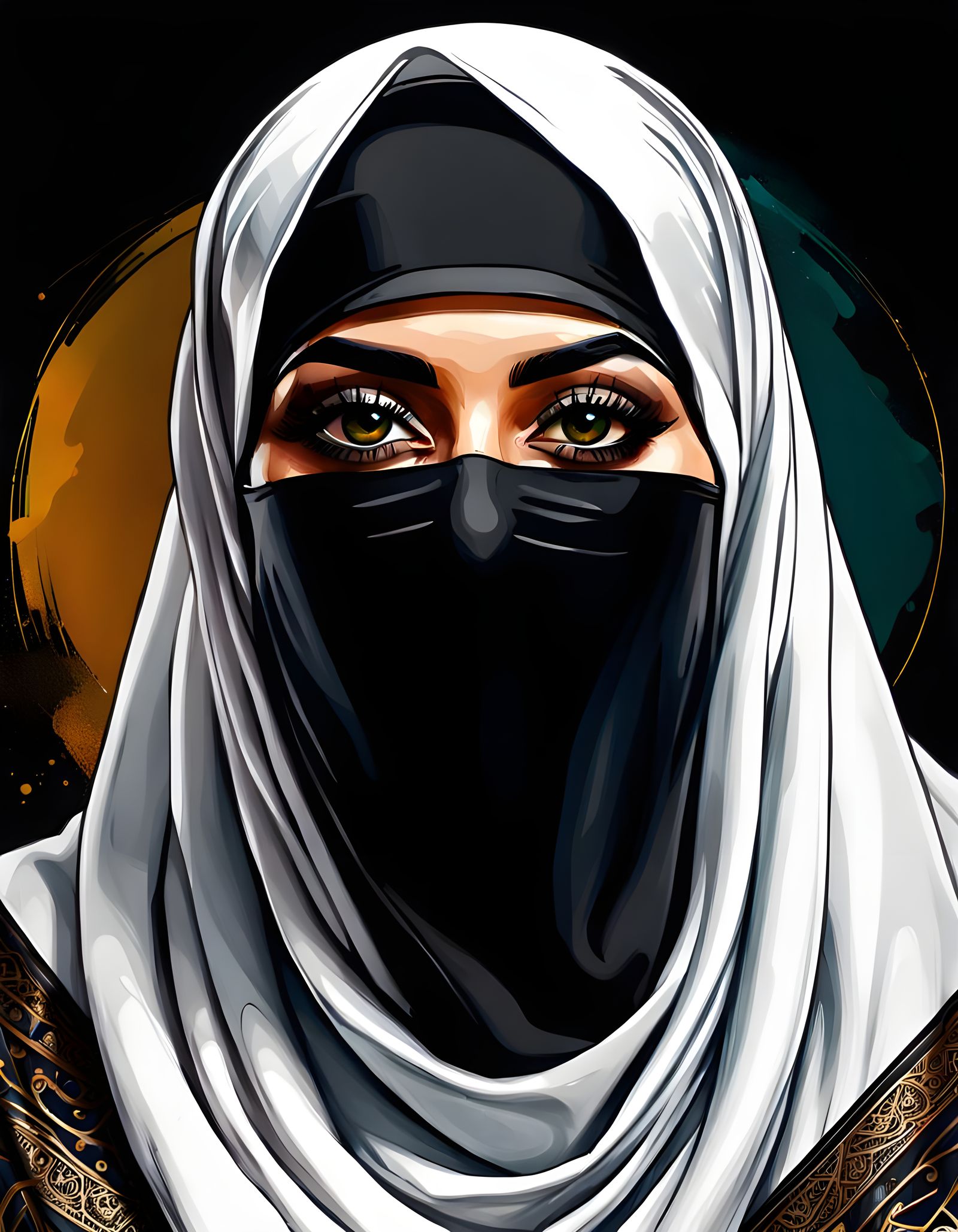Colorful Pop Art Portrait of Middle Eastern Woman