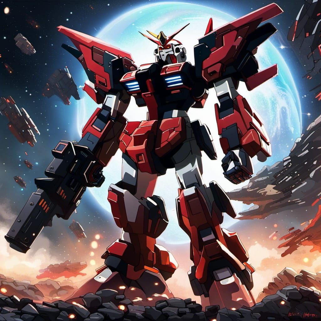 Gundam Mecha defending the city 🔥🌆