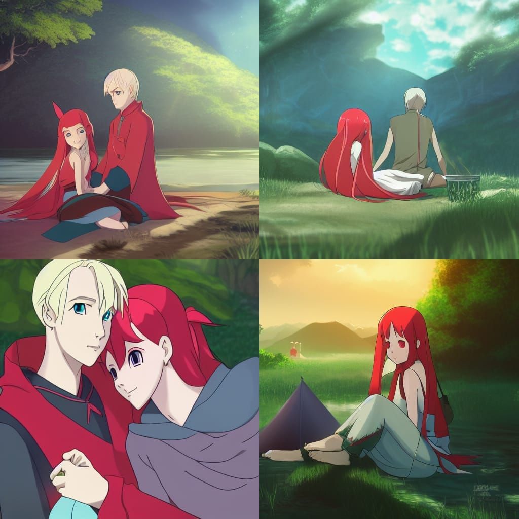 Draco Malfoy and Mipha Camping: Studio Ghibli Style