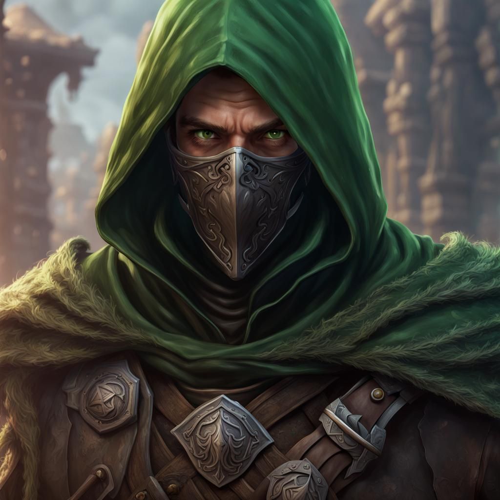 D&D Human Rogue in Dark Cloak