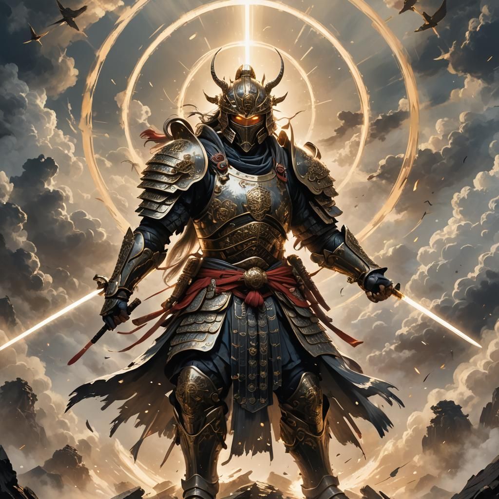 Heroic Samurai with Levitating Swords