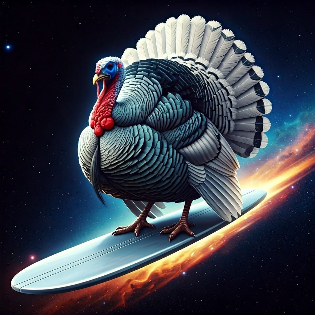 Cosmic Turkey Surfer Rides the Void
