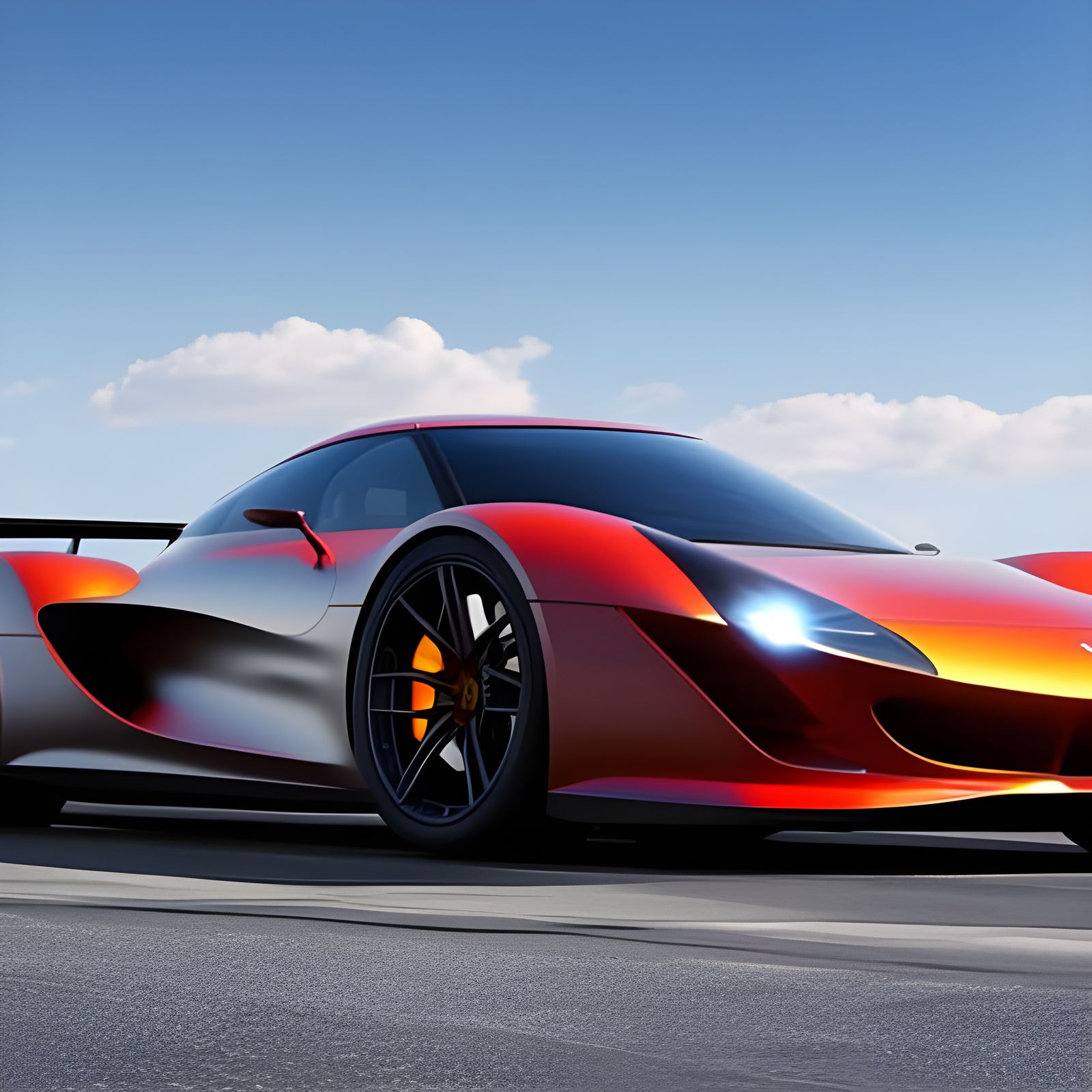 Futuristic 3-Seat Car in Hyperreal Photoillustration