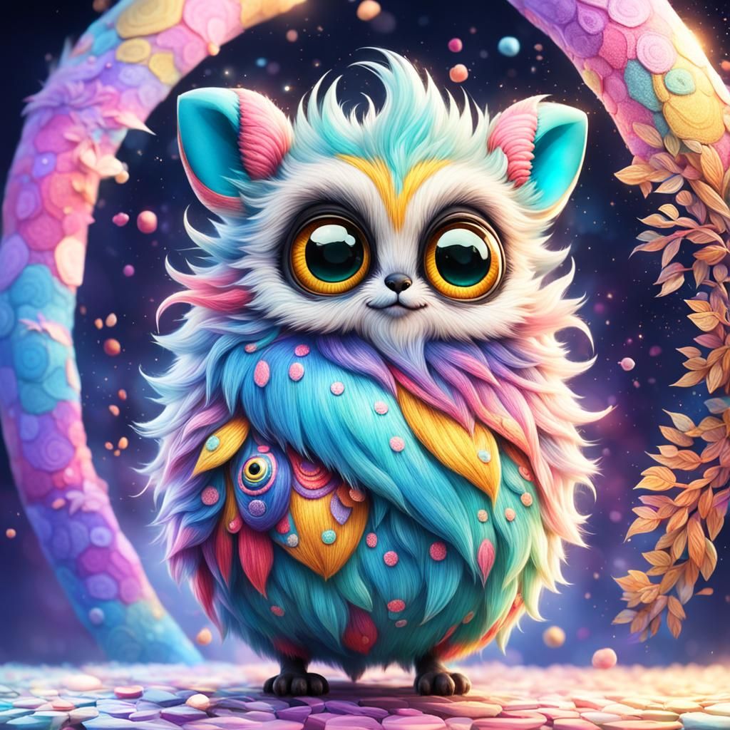 Whimsical Fluffy Critter with Sparkling Eyes