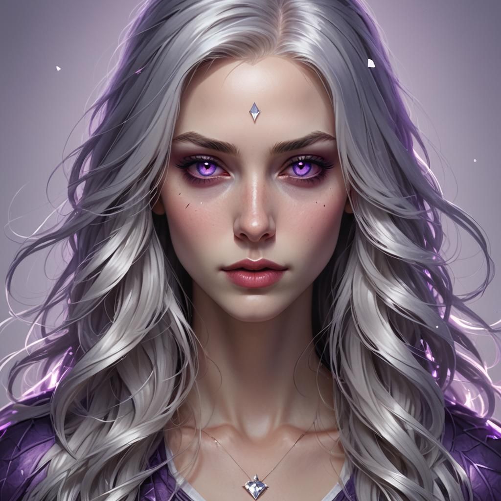 Silver-Haired Woman Portrait in Hyper-Realist Digital Art