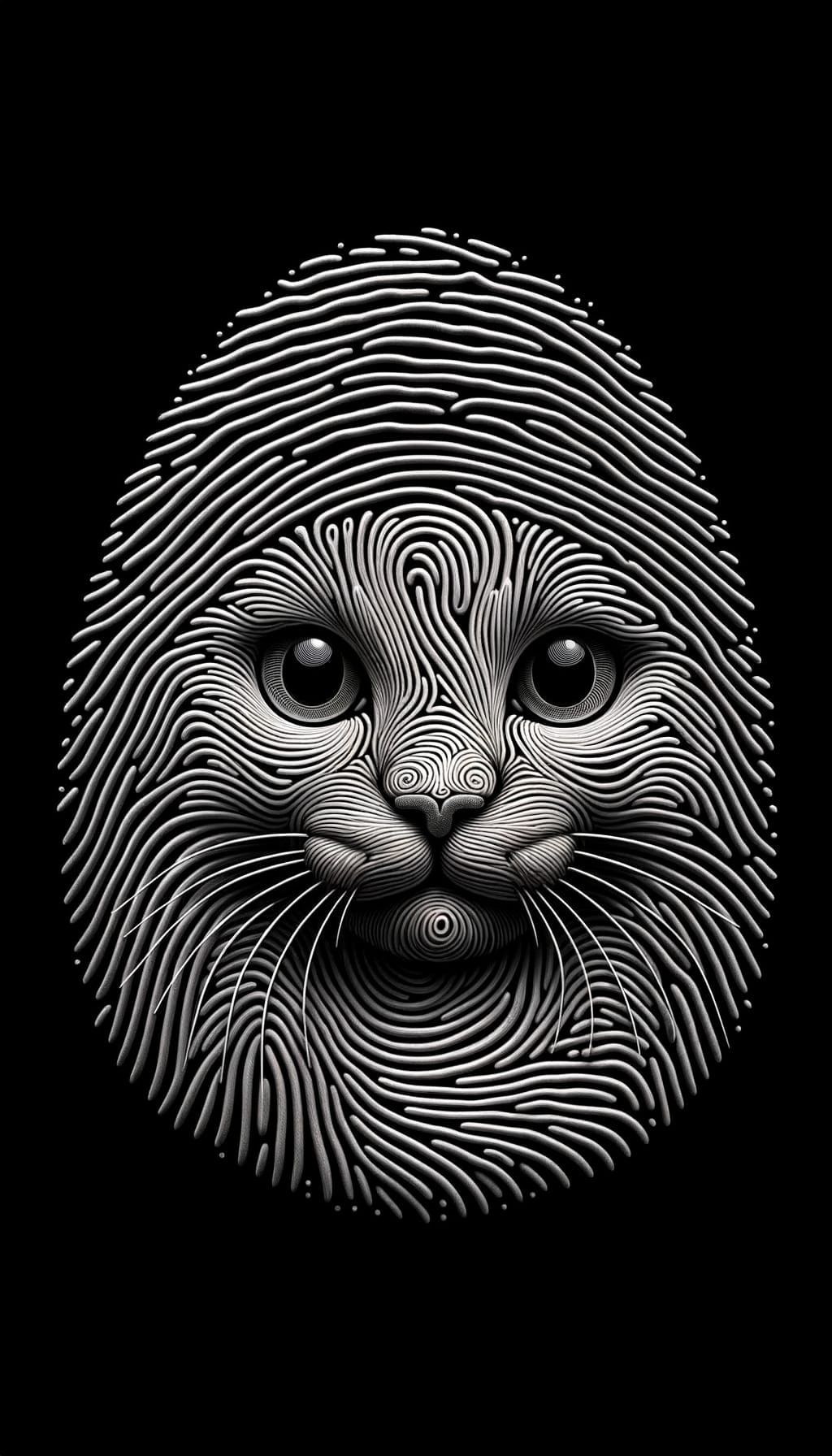 Cat Silhouette Hidden in Fingerprint Detail
