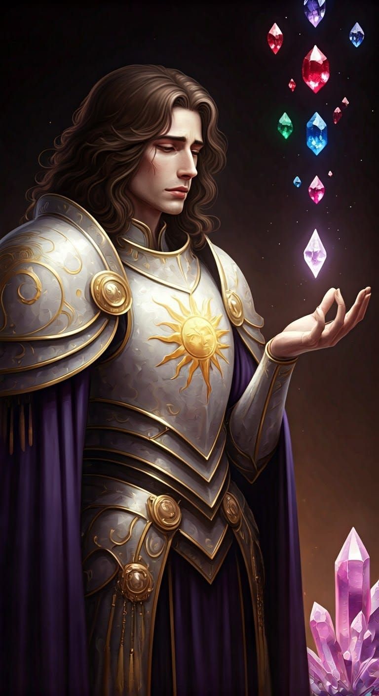 Dignified Gentleman in Majestic Armor, Surrounded by Levitat...