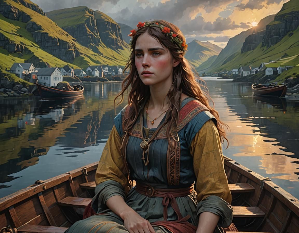 Faroe Islands Woman: A Waterhouse-Inspired Portrait