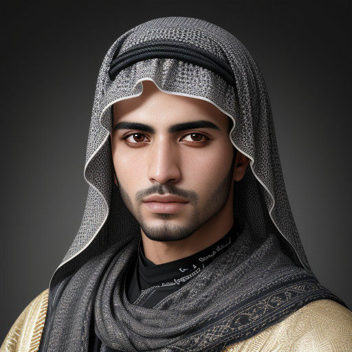 Realistic Portrait of a Handsome Young Arab Man in Elegant S...