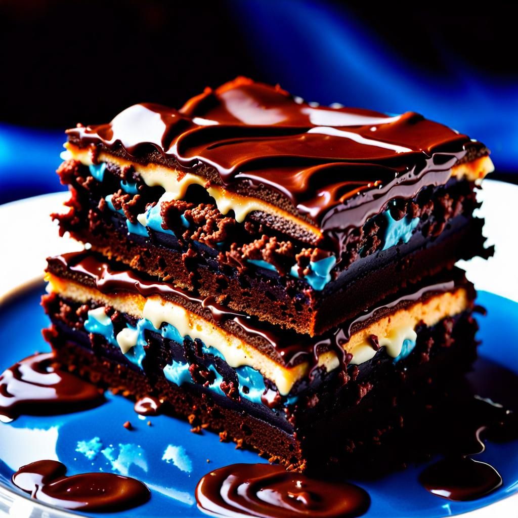 Surreal Brownies in Vivid Digital Illustration