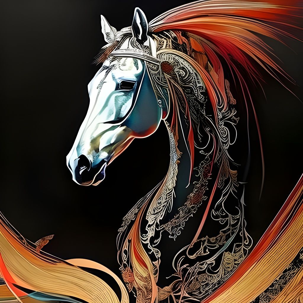 Intricate Horse Portrait with Iridescent Colors