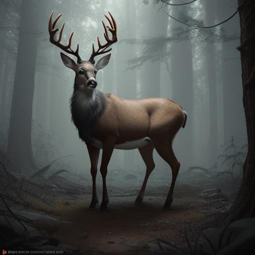 Mystic Whitetail Deer in Detailed Matte Painting