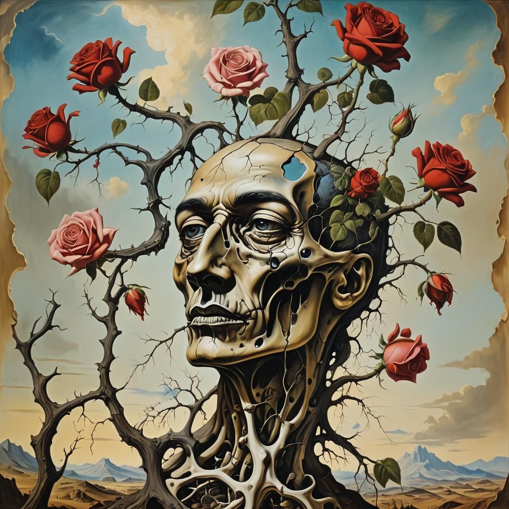 Surreal Roses Emerge in Bone Landscape