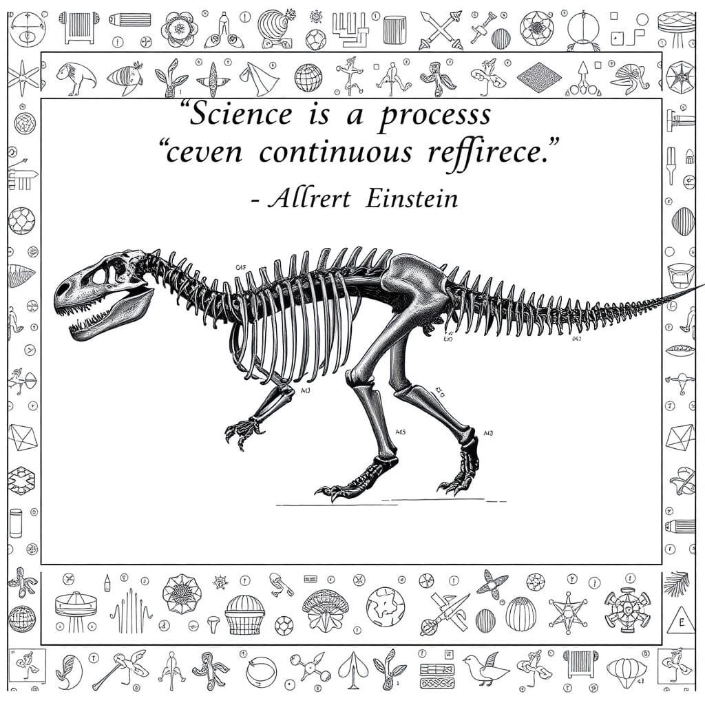 Scientific Dinosaur Skeleton with Annotations in 19th-Centur...