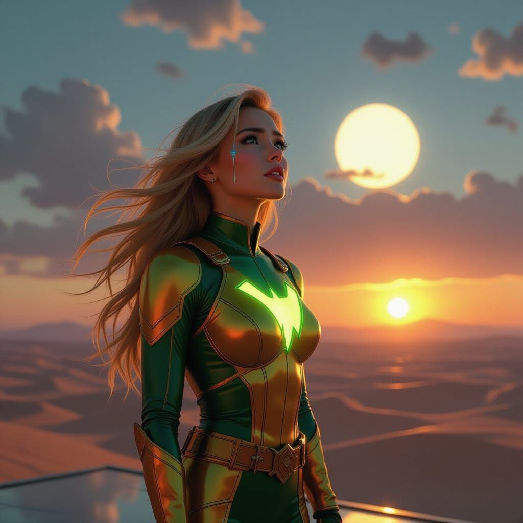 Superheroine's Tears on Alien Desert Planet