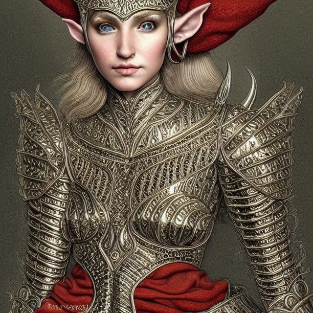 Detailed Elf Knight in Intricate Armor