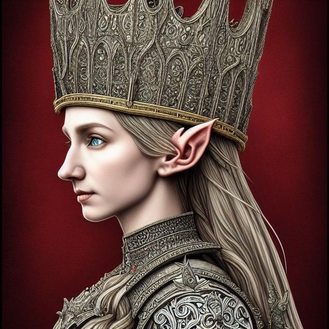Detailed Elf in Elaborate Armor, Digital Art
