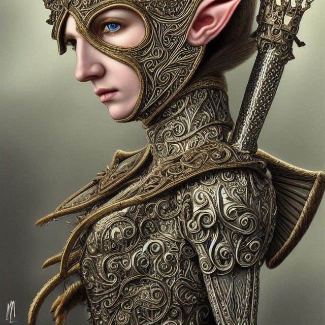 Detailed Elf Knight in Elaborate Armour