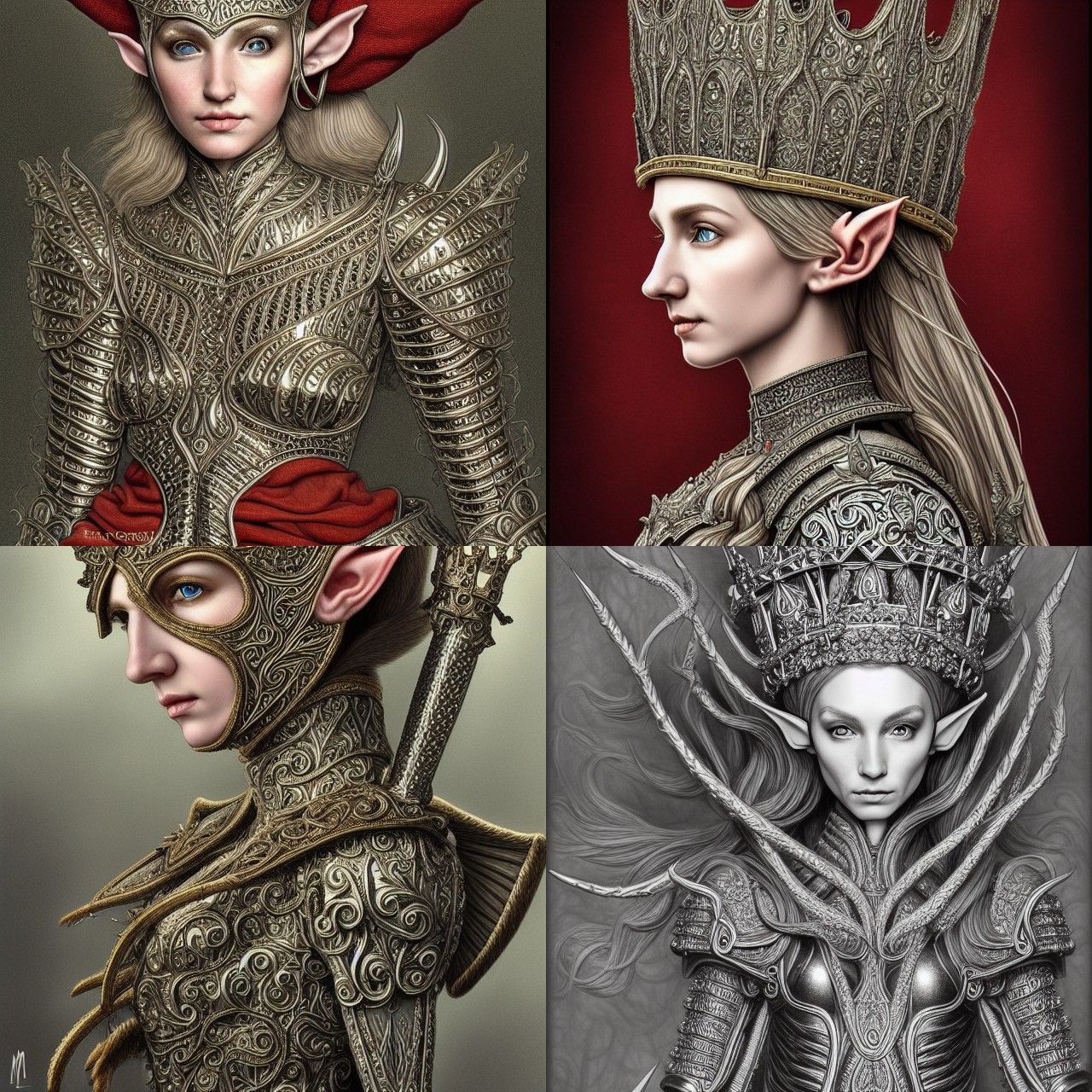 Detailed Elf in Elaborate Armor, Digital Illustration